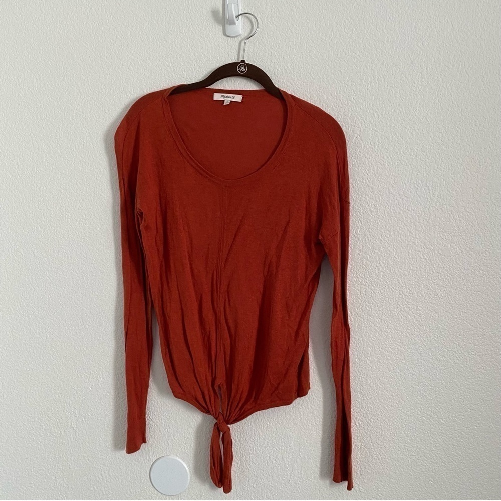 Madewell Women's Size Small Brick Red Modern Tie-Front Sweater